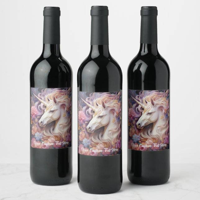 Custom Text Beautiful Unicorn Wine Label (Bottles)