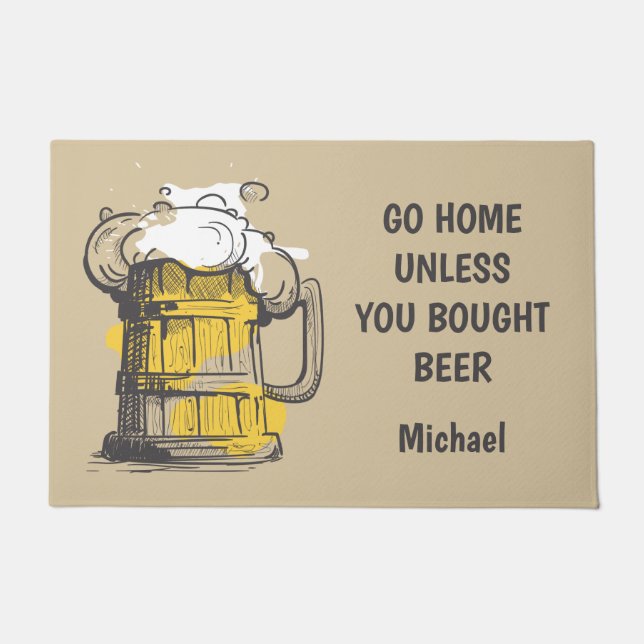 Custom text Beer Ilustration Doormat (Front)