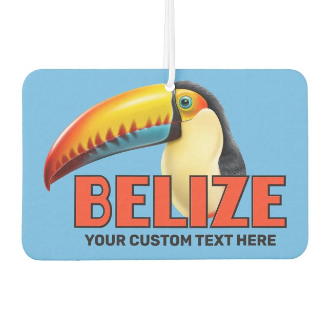 Custom Text BELIZE Toucan Car Air Freshener (Front)