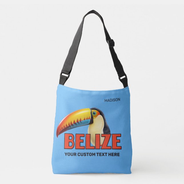 Custom Text BELIZE Toucan Crossbody Bag (Front)