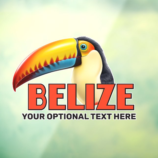 Custom Text BELIZE Toucan Window Cling (Sheet 3)