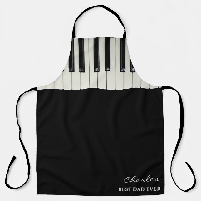 Custom Text Best Dad Ever Add Name Piano Keyboard Apron (Front)