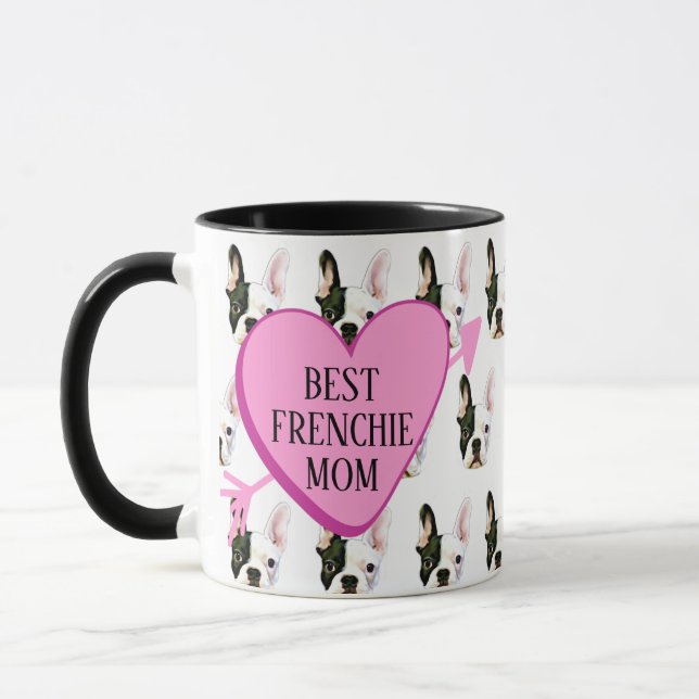 Custom Text Best Frenchie Mum  Coffee Mug (Left)