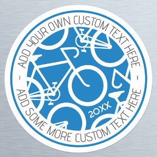 Custom Text Bicycle Blue Classic Round Sticker