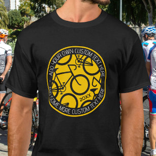 Custom Text Bicycle Yellow & Black T-Shirt