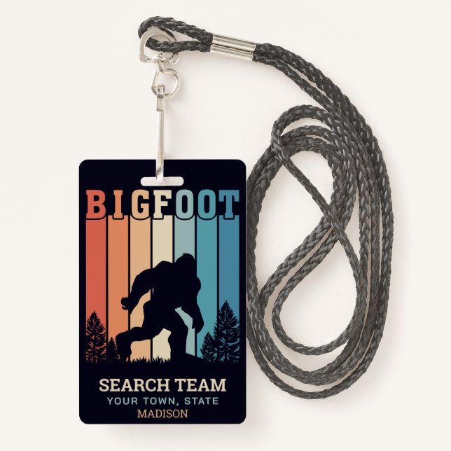 Custom Text Bigfoot ID Badge (Front with Lanyard)