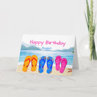 Custom text Birthday Flip Flops & Beaches Fun