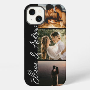 Custom Text Black 3 Photo iPhone 13 Case