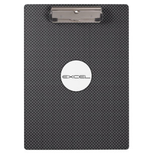 Custom Text Black and Grey Carbon Fibre Material Clipboard