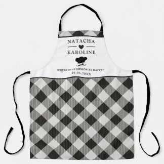 Custom Text, Black and White  Kitchen Apron
