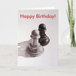 Custom Text Black And White Pawns Chess Birthday Card