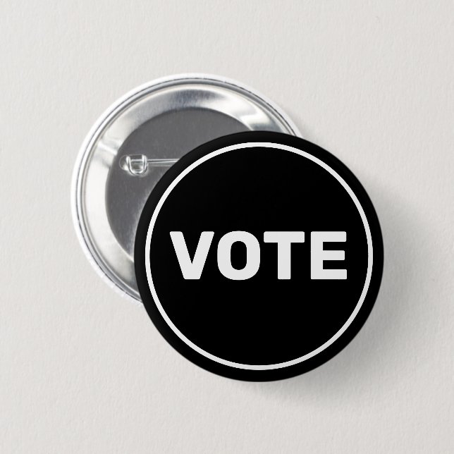Custom Text Black and White Vote 6 Cm Round Badge (Front & Back)