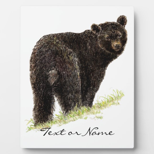 Custom Text  Black Bear  Animal Nature Plaque (Front)