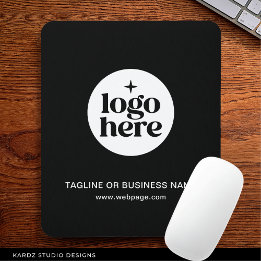Custom Text Black Business Company Logo Mouse Mat