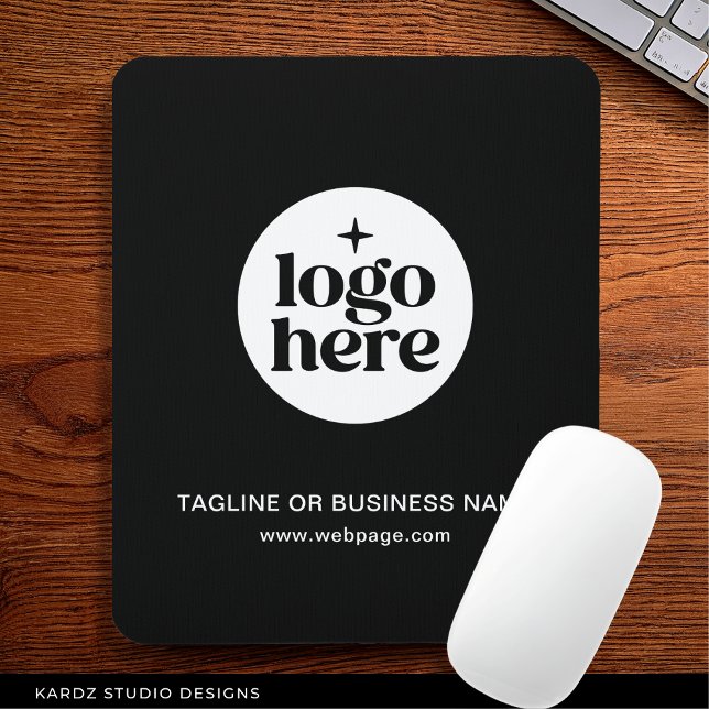 Custom Text Black Business Company Logo Mouse Mat (Creator Uploaded)