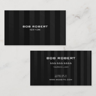 CUSTOM TEXT - Black Grey Vertical Stripes Business Card