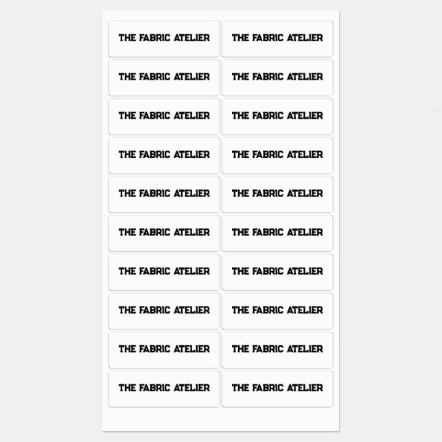 Custom Text Black on White Fabric Clothing Labels (Sheet)