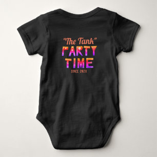 Custom Text Black Party Time Celebration Birthday  Baby Bodysuit