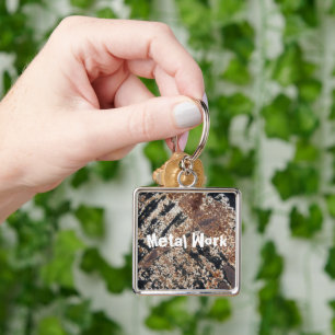 Custom Text Black Rusty Metal Grunge Photograph Key Ring