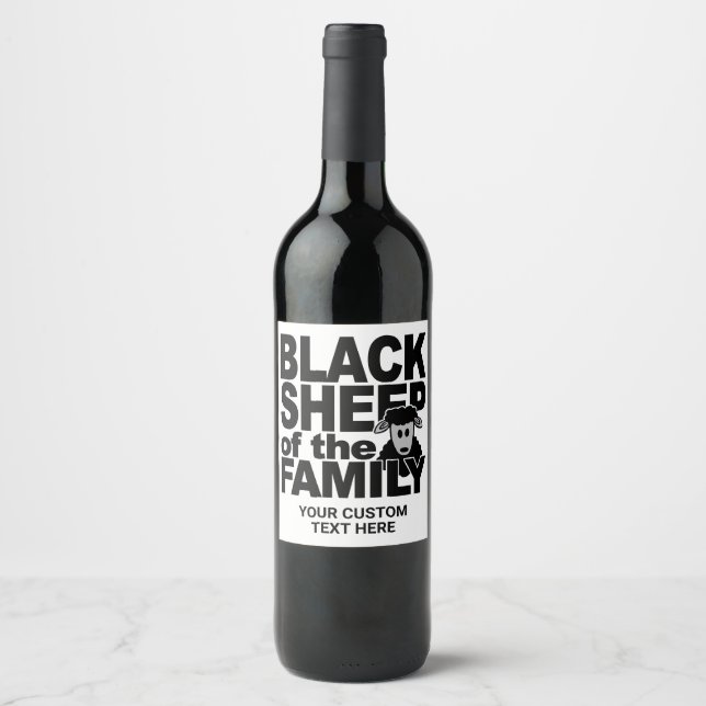 Custom text "Black Sheep" Wine Label (Front)