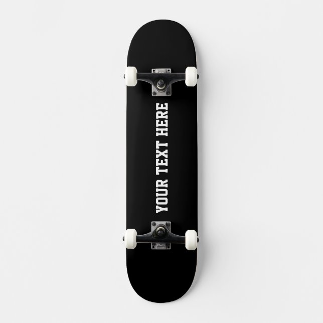 Custom Text Black Skateboard (Front)