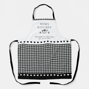 Custom Text Black & White Buffalo Check Gingham  Apron