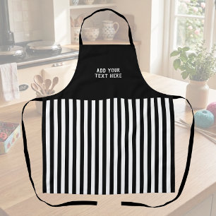 Custom text black white striped apron