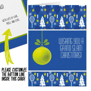 🎾🎄Custom text,  blue and  green Tennis bauble