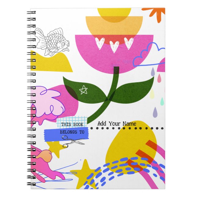 CUSTOM TEXT - Bold Collage with Flower Notebook (Front)