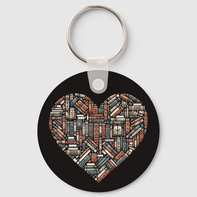 Custom Text Book Lover's Key Ring (Front)