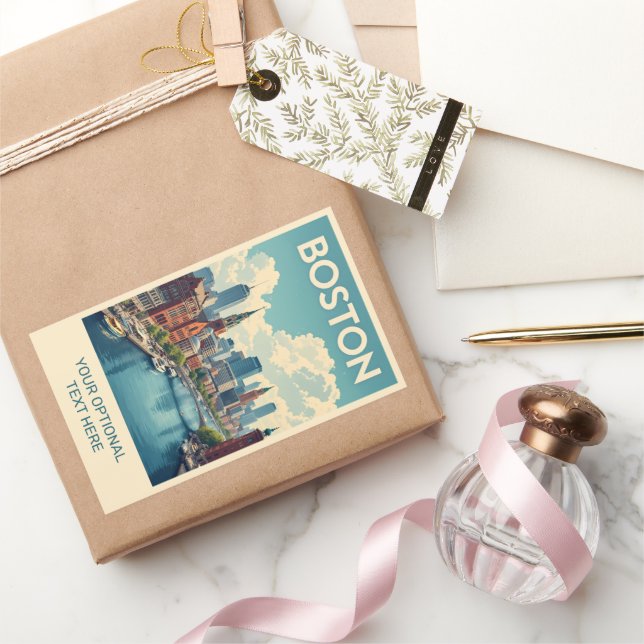 Custom Text Boston Massachusetts Rectangular Sticker (Gifting)