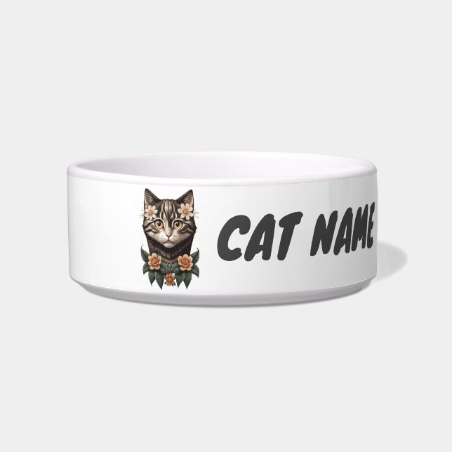 Custom Text Bowl for Cat Pet Bowl  (Front)
