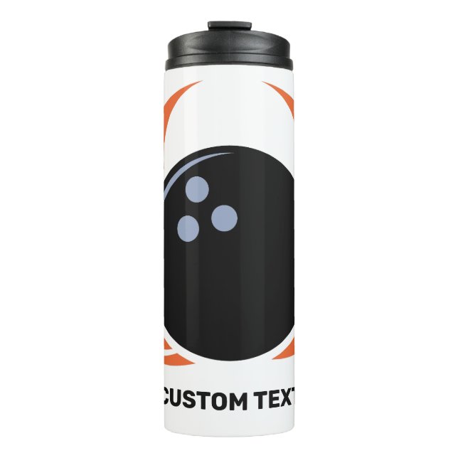 Custom Text Bowling Ball with Flame Thermal Tumbler (Front)