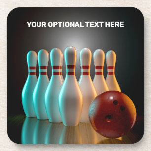 Custom Text Bowling Strike coaster set