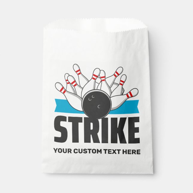 Custom Text Bowling Strike Favour Bags (Front)