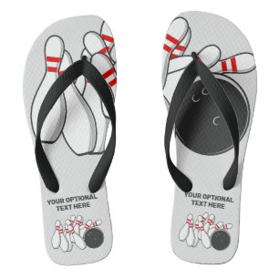 Custom Text Bowling Strike Flip Flops
