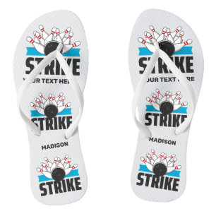 Custom Text Bowling Strike Flip Flops