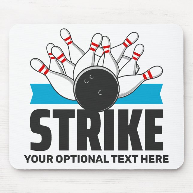 Custom Text Bowling Strike Mouse Mat (Front)