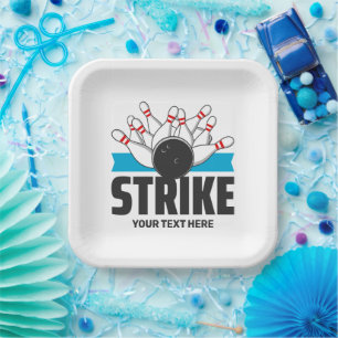 Custom text Bowling Strike Paper Plate