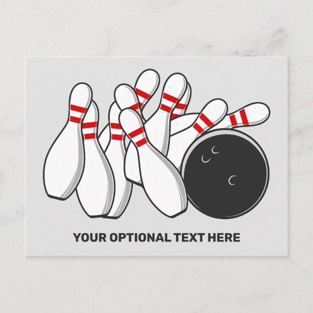 Custom Text Bowling Strike Postcard (Front)