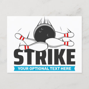 Custom Text Bowling Strike Postcard