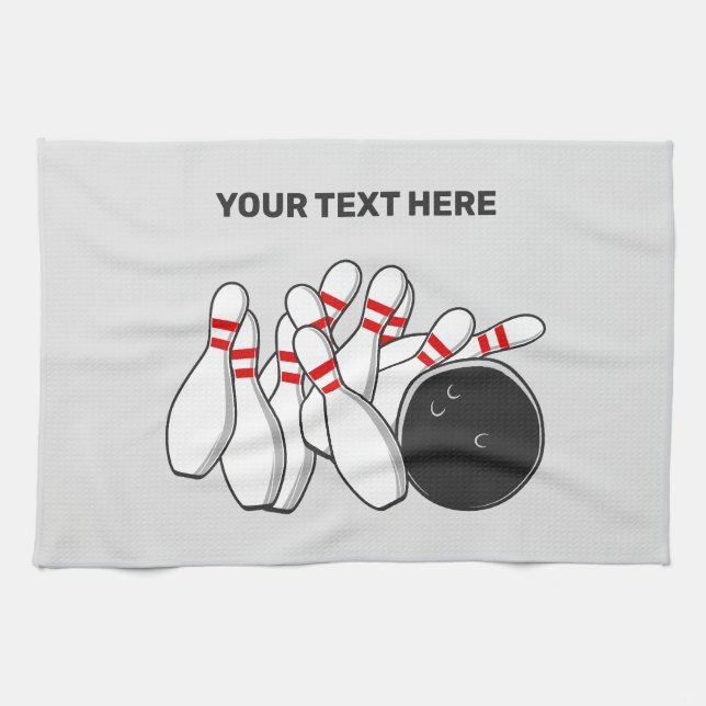 Custom Text Bowling Strike Tea Towel (Horizontal)
