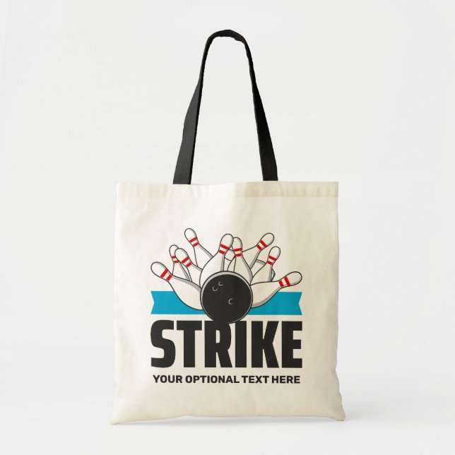 Custom Text Bowling Strike Tote Bag (Front)