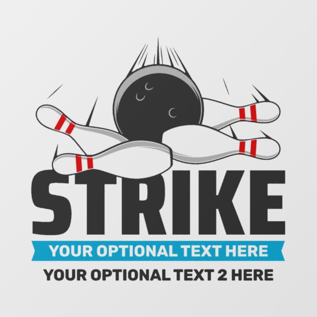 Custom Text Bowling Strike Window Cling (Sheet)