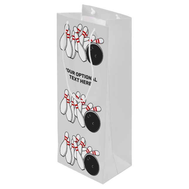 Custom Text Bowling Strike Wine Gift Bag (Back Angled)