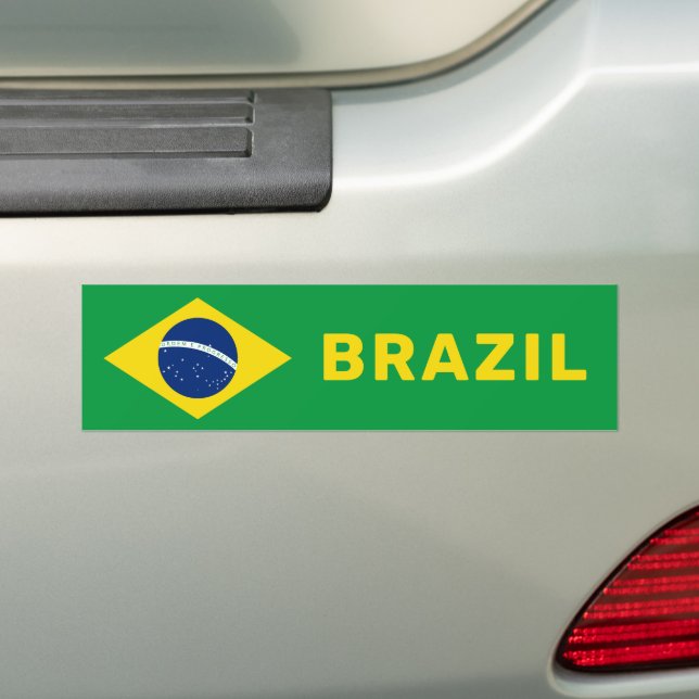 Custom Text Brazil Flag Bumper Sticker (On Car)