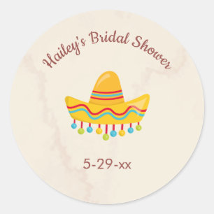 Custom Text Bridal Shower Personalised Sombrero Classic Round Sticker