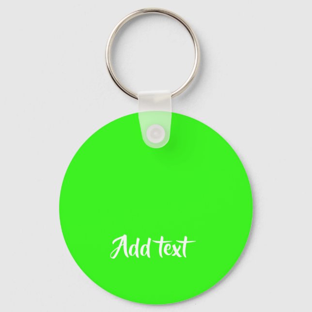 Custom text bright green plain key ring (Front)