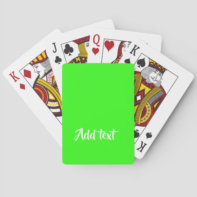 Custom text bright green plain playing cards (Back)