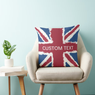 Custom Text British Union Jack Flag Art Heva Weva Cushion